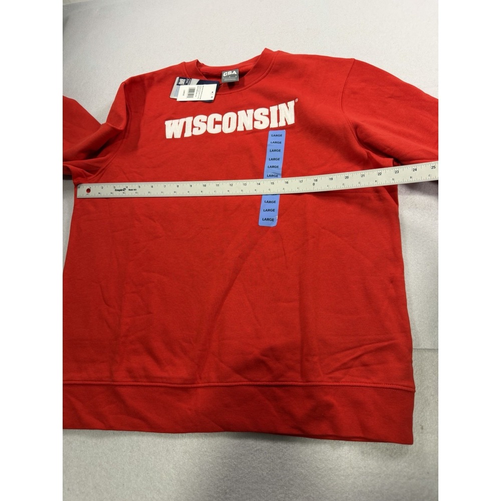 Wisconsin Badgers Red Embroidered Crewneck Sweatshirt Large NWT Red & White - Picture 5 of 7